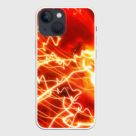 Чехол для iPhone 13 mini с принтом ОГНЕННАЯ МОЛНИЯ в Екатеринбурге,  |  | color | colour | electricity | glim | glow | light | lights | neon | power | shine | молния | напряжение | неоновый | разряд | стихия | ток | удар | электричество