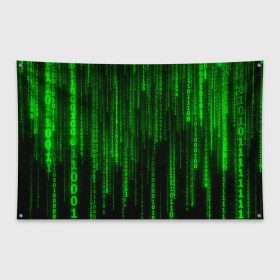 Флаг-баннер с принтом Матрица код цифры программист в Екатеринбурге, 100% полиэстер | размер 67 х 109 см, плотность ткани — 95 г/м2; по краям флага есть четыре люверса для крепления | бинарный код | веб | вирус | всемирная паутина | двоичный код | зеленый | интернет | информация | кибер | код | кодер | кодирование | матрица | наука | олдскул | по | программирование