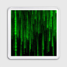 Магнит 55*55 с принтом Матрица код цифры программист в Екатеринбурге, Пластик | Размер: 65*65 мм; Размер печати: 55*55 мм | Тематика изображения на принте: бинарный код | веб | вирус | всемирная паутина | двоичный код | зеленый | интернет | информация | кибер | код | кодер | кодирование | матрица | наука | олдскул | по | программирование