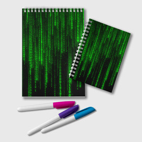 Блокнот с принтом Матрица код цифры программист в Екатеринбурге, 100% бумага | 48 листов, плотность листов — 60 г/м2, плотность картонной обложки — 250 г/м2. Листы скреплены удобной пружинной спиралью. Цвет линий — светло-серый
 | бинарный код | веб | вирус | всемирная паутина | двоичный код | зеленый | интернет | информация | кибер | код | кодер | кодирование | матрица | наука | олдскул | по | программирование