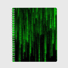 Тетрадь с принтом Матрица код цифры программист в Екатеринбурге, 100% бумага | 48 листов, плотность листов — 60 г/м2, плотность картонной обложки — 250 г/м2. Листы скреплены сбоку удобной пружинной спиралью. Уголки страниц и обложки скругленные. Цвет линий — светло-серый
 | бинарный код | веб | вирус | всемирная паутина | двоичный код | зеленый | интернет | информация | кибер | код | кодер | кодирование | матрица | наука | олдскул | по | программирование
