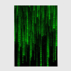 Постер с принтом Матрица код цифры программист в Екатеринбурге, 100% бумага
 | бумага, плотность 150 мг. Матовая, но за счет высокого коэффициента гладкости имеет небольшой блеск и дает на свету блики, но в отличии от глянцевой бумаги не покрыта лаком | Тематика изображения на принте: бинарный код | веб | вирус | всемирная паутина | двоичный код | зеленый | интернет | информация | кибер | код | кодер | кодирование | матрица | наука | олдскул | по | программирование