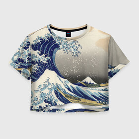 Женская футболка Crop-top 3D с принтом ЯПОНСКАЯ КАРТИНА в Екатеринбурге, 100% полиэстер | круглая горловина, длина футболки до линии талии, рукава с отворотами | disquared тату | dragon | japan | samurai | восток | дракон | знак | иероглифы | китай | надписи | самураи | символ | япония