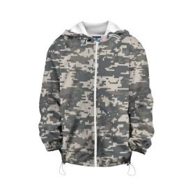 Детская куртка 3D с принтом Цифровой камуфляж в Екатеринбурге, 100% полиэстер | застежка — молния, подол и капюшон оформлены резинкой с фиксаторами, по бокам — два кармана без застежек, один потайной карман на груди, плотность верхнего слоя — 90 г/м2; плотность флисового подклада — 260 г/м2 | camo | camouflage | digital | military | pixel | армия | битва | военный | война | войска | войсковой | городской | для пустыни | камуфляж | милитари | нато | натовский | пиксели | пиксельный | пустынный | страйкболл