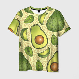 Мужская футболка 3D с принтом Авокадо в Екатеринбурге, 100% полиэфир | прямой крой, круглый вырез горловины, длина до линии бедер | авокадо | зеленый | лайм | листок