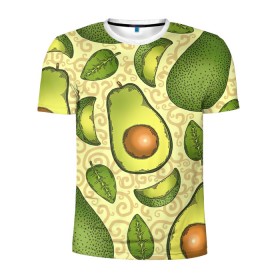 Мужская футболка 3D спортивная с принтом Авокадо в Екатеринбурге, 100% полиэстер с улучшенными характеристиками | приталенный силуэт, круглая горловина, широкие плечи, сужается к линии бедра | авокадо | зеленый | лайм | листок