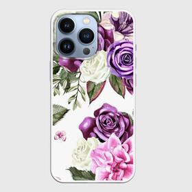 Чехол для iPhone 13 Pro с принтом Красивые розы в Екатеринбурге,  |  | белые розы | белый | необычные | розовый | розы | синие розы | синий | фиолетовые розы | фиолетовый | цветы
