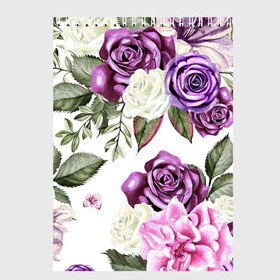 Скетчбук с принтом Красивые розы в Екатеринбурге, 100% бумага
 | 48 листов, плотность листов — 100 г/м2, плотность картонной обложки — 250 г/м2. Листы скреплены сверху удобной пружинной спиралью | белые розы | белый | необычные | розовый | розы | синие розы | синий | фиолетовые розы | фиолетовый | цветы
