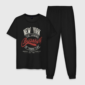 Мужская пижама хлопок с принтом Городские легенды Нью-Йорка в Екатеринбурге, 100% хлопок | брюки и футболка прямого кроя, без карманов, на брюках мягкая резинка на поясе и по низу штанин
 | bronx | brooklyn | city | manhattan | new york | queens | retro | staten island | usa | vintage | бронкс | бруклин | винтаж | джерси | квинс | легенды | мантэттен | манхеттен | манхэттэн | нью джерси | нью йорк | остров | ретро | стейтен айленд |
