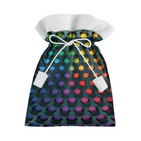 Подарочный 3D мешок с принтом 3Д спектр в Екатеринбурге, 100% полиэстер | Размер: 29*39 см | горошек | железо | жесть | излучение | иллюзия | круги | лампочки | металл | оболочка | объём | радуга | сияние | соты | сталь | фонари | шарики | шары