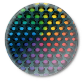 Значок с принтом 3Д спектр в Екатеринбурге,  металл | круглая форма, металлическая застежка в виде булавки | горошек | железо | жесть | излучение | иллюзия | круги | лампочки | металл | оболочка | объём | радуга | сияние | соты | сталь | фонари | шарики | шары