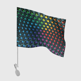Флаг для автомобиля с принтом 3Д спектр в Екатеринбурге, 100% полиэстер | Размер: 30*21 см | горошек | железо | жесть | излучение | иллюзия | круги | лампочки | металл | оболочка | объём | радуга | сияние | соты | сталь | фонари | шарики | шары