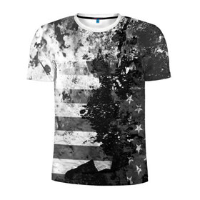 Мужская футболка 3D спортивная с принтом США в Екатеринбурге, 100% полиэстер с улучшенными характеристиками | приталенный силуэт, круглая горловина, широкие плечи, сужается к линии бедра | Тематика изображения на принте: grunge | usa | америка | сша | текстуры