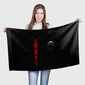 Флаг 3D с принтом CITROEN в Екатеринбурге, 100% полиэстер | плотность ткани — 95 г/м2, размер — 67 х 109 см. Принт наносится с одной стороны | citroen | авто | автомобиль | логотип | марка | машина | надпись | ситроен | текстура
