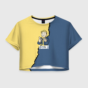 Женская футболка Crop-top 3D с принтом Fallout logo boy в Екатеринбурге, 100% полиэстер | круглая горловина, длина футболки до линии талии, рукава с отворотами | Тематика изображения на принте: boy | fallout | game | newvegas | nukacola | shelter | апокалипсис | вегас | война | игра | игроман | компьютерные | лого | логотип | логотипигры | наездник | оружие | персонажи | постапокалипсис | свобода | симулятор