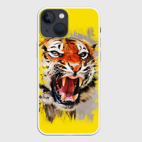 Чехол для iPhone 13 mini с принтом Оскал тигра в Екатеринбурге,  |  | Тематика изображения на принте: барс | волк | детёныш | джунгли | енот | животное | зубр | кот | лев | леопард | львица | медведь | охотник | пасть | полосы | пятнистая | рык | рычание | тигр | тигрица | хозяин | царьзверей | шерсть