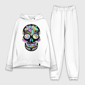 Женский костюм хлопок Oversize с принтом Flowers в Екатеринбурге,  |  | color | flowers | jaw | rose | skull | teeth | зубы | пасть | цвет | цветы | череп