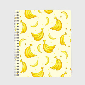 Тетрадь с принтом Банана в Екатеринбурге, 100% бумага | 48 листов, плотность листов — 60 г/м2, плотность картонной обложки — 250 г/м2. Листы скреплены сбоку удобной пружинной спиралью. Уголки страниц и обложки скругленные. Цвет линий — светло-серый
 | pattern | textures | tnt | абстракция | бананабум | бананы | ветки | взрыв | геометрия | градиент | дождь | заливка | обезьяна | паттерны | пиксели | пикси | продукты | текстура | текстуры | тнт | фигуры | фон