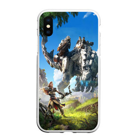 Чехол для iPhone XS Max матовый с принтом HORIZON ZERO DAWN в Екатеринбурге, Силикон | Область печати: задняя сторона чехла, без боковых панелей | Тематика изображения на принте: aloy | antasy girl | art | artwork | digital art | fantasy | horizon | horizon: zero dawn | landscape | tallneck | warrior fantasy | weapon | zero dawn