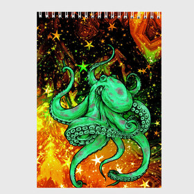 Скетчбук с принтом Cosmo Octopus в Екатеринбурге, 100% бумага
 | 48 листов, плотность листов — 100 г/м2, плотность картонной обложки — 250 г/м2. Листы скреплены сверху удобной пружинной спиралью | cosmo | kraken | medusa | meduza | ocean | octopus | pirates | арт | ван | гог | звезды | искусство | картина | космос | кракен | красочный | медуза | море | океан | осьминог | пираты | принт | стиль