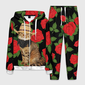 Мужской костюм 3D с принтом Мачо Котик Ковбой в Екатеринбурге, 100% полиэстер | Манжеты и пояс оформлены тканевой резинкой, двухслойный капюшон со шнурком для регулировки, карманы спереди | cat | cats | kitten | mem | memes | rose | roses | глаза | глазки | киска | кот | котёнок | котик | котики | котэ | котята | кошак | кошка | кошки | красивая | мем | мемчики | милая | прикольная | роза | розы | светлая | темная
