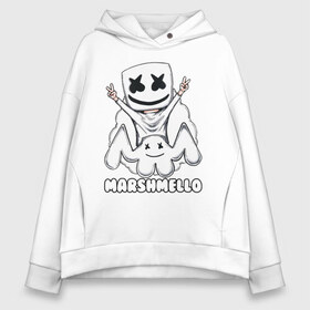 Женское худи Oversize хлопок с принтом MARSHMELLO в Екатеринбурге, френч-терри — 70% хлопок, 30% полиэстер. Мягкий теплый начес внутри —100% хлопок | боковые карманы, эластичные манжеты и нижняя кромка, капюшон на магнитной кнопке | dj | marshmello | marshmellow | usa | америка | клуб | клубная музыка | мармело | маршмелло | маршмеллоу | музыка | музыкант