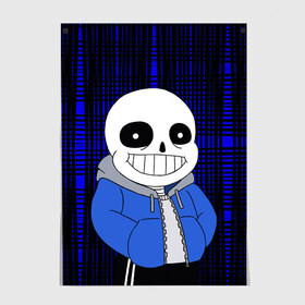 Постер с принтом Sans | Undertale в Екатеринбурге, 100% бумага
 | бумага, плотность 150 мг. Матовая, но за счет высокого коэффициента гладкости имеет небольшой блеск и дает на свету блики, но в отличии от глянцевой бумаги не покрыта лаком | asriel dreemurr | blaster | chara | frisk | gaster | sans | skull | undertale | азриэль дримурр | андертале | андертейл | андрайн | гастер | игра | меттатон | подземная история | подземная сказка | санс | скелет | ундертале | фриск