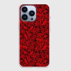 Чехол для iPhone 13 Pro с принтом ЧЕРЕПА И РОЗЫ в Екатеринбурге,  |  | pattern | textures | паттерн | паттерны | розы | скелет | тату | татуировка | текстуры | фон | цветы | череп | черепа