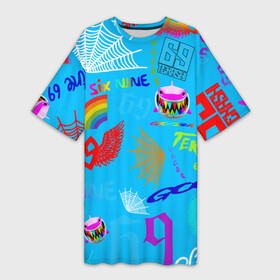 Платье-футболка 3D с принтом 6IX9INE. в Екатеринбурге,  |  | 6ix9ine | 6ix9ine акула | daniel hernandez | gooba | rap | shark | six nine | tekashi | акула | даниэль эрнандес | музыка | реп | сикс найн | текаши
