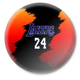 Значок с принтом Los Angeles Lakers / Kobe Brya в Екатеринбурге,  металл | круглая форма, металлическая застежка в виде булавки | 24 | kobe | kobe bean bryant | lakers | los angeles | американский баскетболист | баскетбол | баскетболист | коби | коби бин брайант | лейкерс | лос анджелес | нью йорк