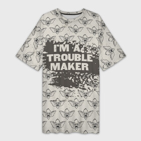 Платье-футболка 3D с принтом Im a trouble maker в Екатеринбурге,  |  | gizmo | gremlins | mogwai | vdzajul | гизмо | гремлины | магвай