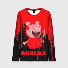 Мужской лонгслив 3D с принтом Roblox piggy/Свинка Пигги. в Екатеринбурге, 100% полиэстер | длинные рукава, круглый вырез горловины, полуприлегающий силуэт | game | gamer | logo | minecraft | piggi | roblox | simulator | игра | конструктор | лого | пигги | свинья | симулятор | строительство | фигура