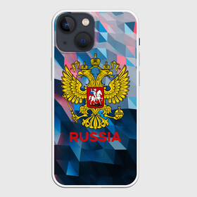 Чехол для iPhone 13 mini с принтом RUSSIA в Екатеринбурге,  |  | Тематика изображения на принте: russia | russia sport | народный | народный стиль | отечество | патриот | роспись | россия | россия спорт | русский | спорт | триколор | узоры | флаг | я русский