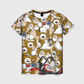Женская футболка 3D с принтом Gremlins в Екатеринбурге, 100% полиэфир ( синтетическое хлопкоподобное полотно) | прямой крой, круглый вырез горловины, длина до линии бедер | gizmo | gremlins | magwai | vdzajul | гизмо | гремлины | магвай