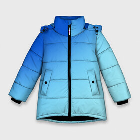 Зимняя куртка для девочек 3D с принтом blue в Екатеринбурге, ткань верха — 100% полиэстер; подклад — 100% полиэстер, утеплитель — 100% полиэстер. | длина ниже бедра, удлиненная спинка, воротник стойка и отстегивающийся капюшон. Есть боковые карманы с листочкой на кнопках, утяжки по низу изделия и внутренний карман на молнии. 

Предусмотрены светоотражающий принт на спинке, радужный светоотражающий элемент на пуллере молнии и на резинке для утяжки. | gradient | summer | textures | tie dye | абстракт | градиент | лето | море | небо | переход | радуга | синяя | тай дай | текстура | текстуры | хиппи | цвета