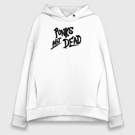 Женское худи Oversize хлопок с принтом Punks not dead в Екатеринбурге, френч-терри — 70% хлопок, 30% полиэстер. Мягкий теплый начес внутри —100% хлопок | боковые карманы, эластичные манжеты и нижняя кромка, капюшон на магнитной кнопке | minimalism | punk | punks not dead | rock | white | анархия | минимализм | панк | панки | панки живы | рок