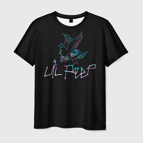 Мужская футболка 3D с принтом lil Peep в Екатеринбурге, 100% полиэфир | прямой крой, круглый вырез горловины, длина до линии бедер | cry baby | leel | pip | лил | лил пип | модная музыка | модный рэп | музыка | неон | пип | птица | птичка | реп | рэп | рэпер