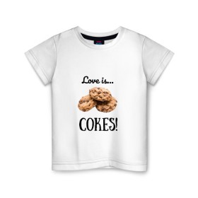 Детская футболка хлопок с принтом Печеньки в Екатеринбурге, 100% хлопок | круглый вырез горловины, полуприлегающий силуэт, длина до линии бедер | love | десерт | еда | кулинария | любовь | печенье | сладости