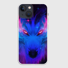 Чехол для iPhone 13 mini с принтом КОСМИЧЕСКИЙ ВОЛК(D) в Екатеринбурге,  |  | wolf | волк | волки | волчица | животные | одинокий волк
