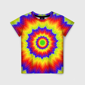 Детская футболка 3D с принтом Tie-Dye в Екатеринбурге, 100% гипоаллергенный полиэфир | прямой крой, круглый вырез горловины, длина до линии бедер, чуть спущенное плечо, ткань немного тянется | abstract | colorful | dye | gradient | texture | tie | абстракция | градиент | дай | тай | текстура | цветной