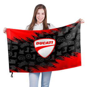 Флаг 3D с принтом DUCATI [2] в Екатеринбурге, 100% полиэстер | плотность ткани — 95 г/м2, размер — 67 х 109 см. Принт наносится с одной стороны | ducati | moto | дукати | мото | мотоцикл