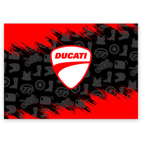 Поздравительная открытка с принтом DUCATI [2] в Екатеринбурге, 100% бумага | плотность бумаги 280 г/м2, матовая, на обратной стороне линовка и место для марки
 | ducati | moto | дукати | мото | мотоцикл