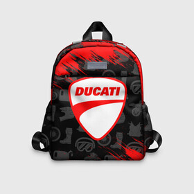 Детский рюкзак 3D с принтом DUCATI [2] в Екатеринбурге, 100% полиэстер | лямки с регулируемой длиной, сверху петелька, чтобы рюкзак можно было повесить на вешалку. Основное отделение закрывается на молнию, как и внешний карман. Внутри дополнительный карман. По бокам два дополнительных кармашка | Тематика изображения на принте: ducati | moto | дукати | мото | мотоцикл