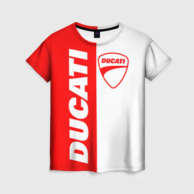 Женская футболка 3D с принтом DUCATI [4] в Екатеринбурге, 100% полиэфир ( синтетическое хлопкоподобное полотно) | прямой крой, круглый вырез горловины, длина до линии бедер | ducati | moto | дукати | мото | мотоцикл