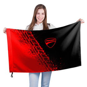 Флаг 3D с принтом DUCATI [3] в Екатеринбурге, 100% полиэстер | плотность ткани — 95 г/м2, размер — 67 х 109 см. Принт наносится с одной стороны | ducati | moto | дукати | мото | мотоцикл