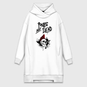 Платье-худи хлопок с принтом Punks not dead в Екатеринбурге,  |  | punk | punks | punks not dead | skull | ирокез | панк | панк не мёртв | панк не умер | панк череп | череп | череп с ирокезом