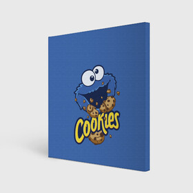 Холст квадратный с принтом Cookies в Екатеринбурге, 100% ПВХ |  | Тематика изображения на принте: cookie | cookiemonster | delicious | eat | monster | yummy | еда | коржик | куки | кукимонстр | монстр | печенье | сезам | сладости | улица | улицасезам