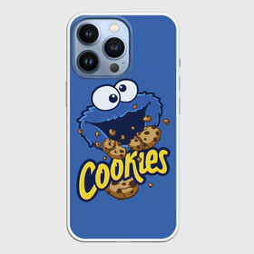 Чехол для iPhone 13 Pro с принтом Cookies в Екатеринбурге,  |  | cookie | cookiemonster | delicious | eat | monster | yummy | еда | коржик | куки | кукимонстр | монстр | печенье | сезам | сладости | улица | улицасезам