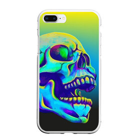 Чехол для iPhone 7Plus/8 Plus матовый с принтом Neon skull в Екатеринбурге, Силикон | Область печати: задняя сторона чехла, без боковых панелей | color | grin | jaw | orbits | skull | teeth | зубы | оскал | пасть | цвет | череп