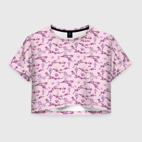 Женская футболка Crop-top 3D с принтом Mulan Flowers Pattern в Екатеринбурге, 100% полиэстер | круглая горловина, длина футболки до линии талии, рукава с отворотами | Тематика изображения на принте: mulan | vdosadir | бэрри кук | китай | мулан | сакура | тони бэнкрофт